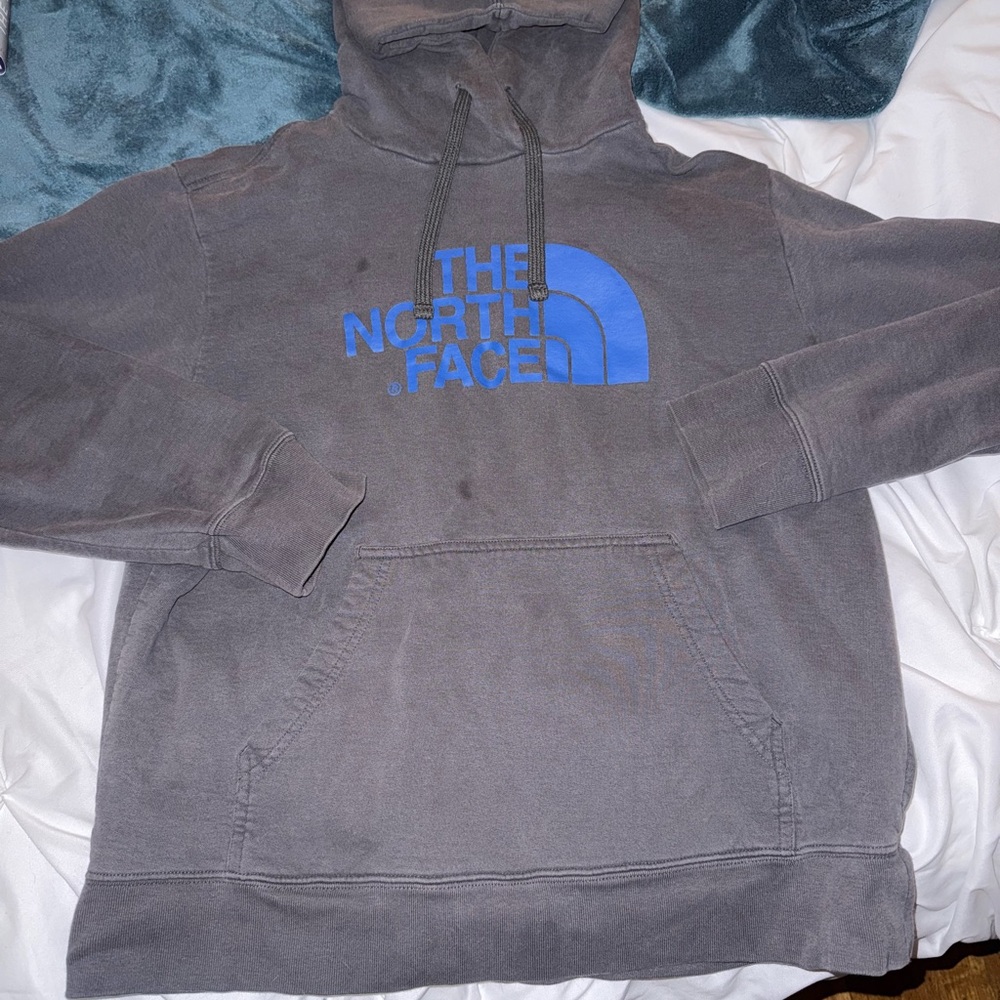 The north face gray and blue hoodie
